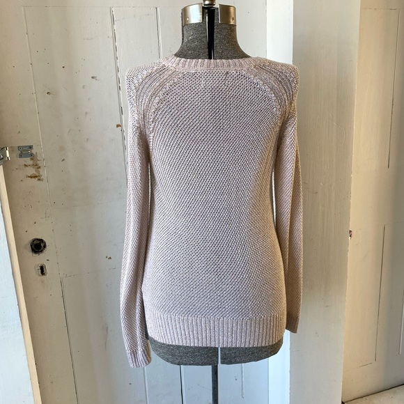 Cynthia Rowley Gold Metallic & White Pullover Raglan Sweater - Picture 4 of 16